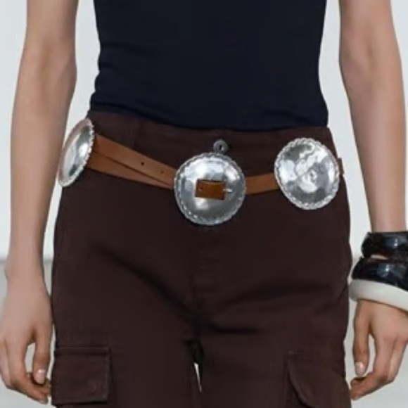 Zara Leather Belt with Hewn brown main image 16